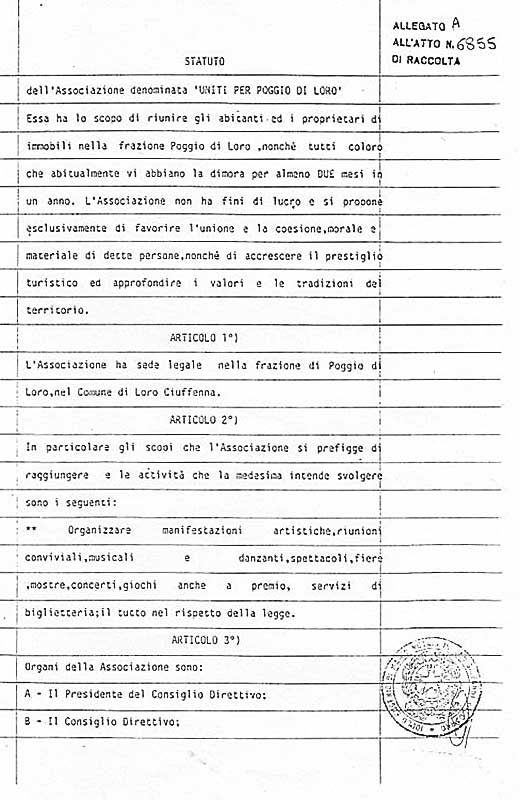 Prima pagina dello statuto