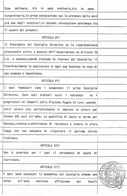 Terza pagina dello statuto