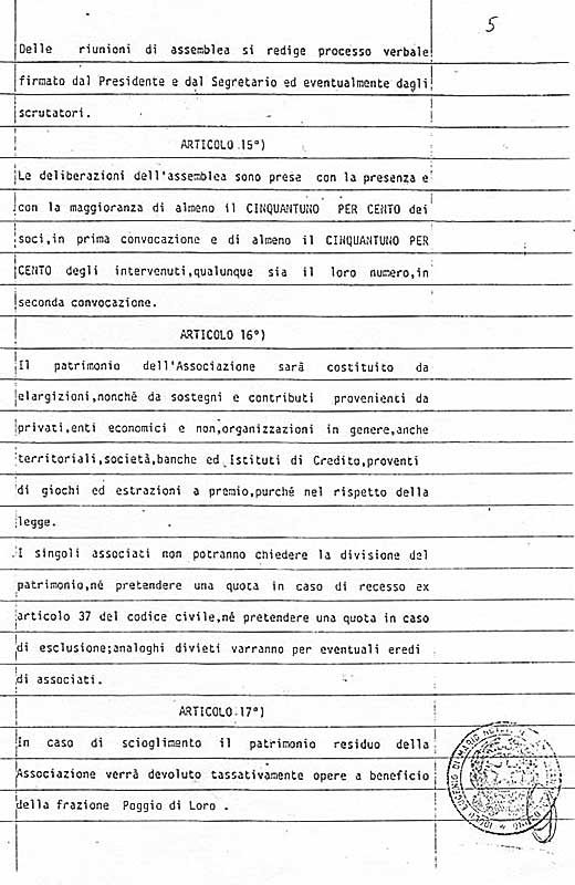 Quinta pagina dello statuto